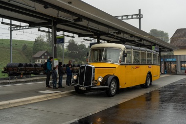 Historisches Postauto am öffentlichen Fahrsonntag vom 14.06.2020. Foto: Julian Brückel